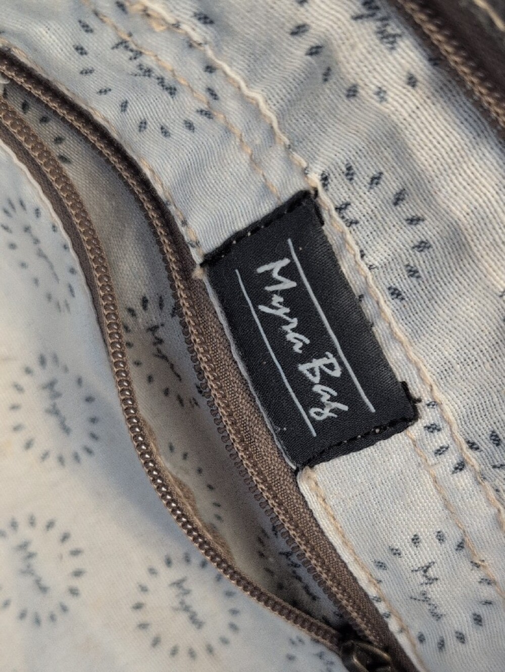 Myra Bag Brown and Tan Floral Side Canvas Leather Tote Shoulder Bag 860A - Picture 8 of 10
